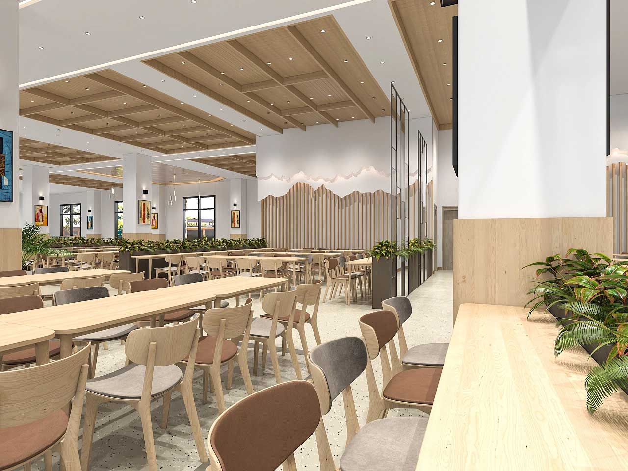 鄭州學(xué)校食堂設(shè)計-學(xué)校食堂裝修設(shè)計效果圖