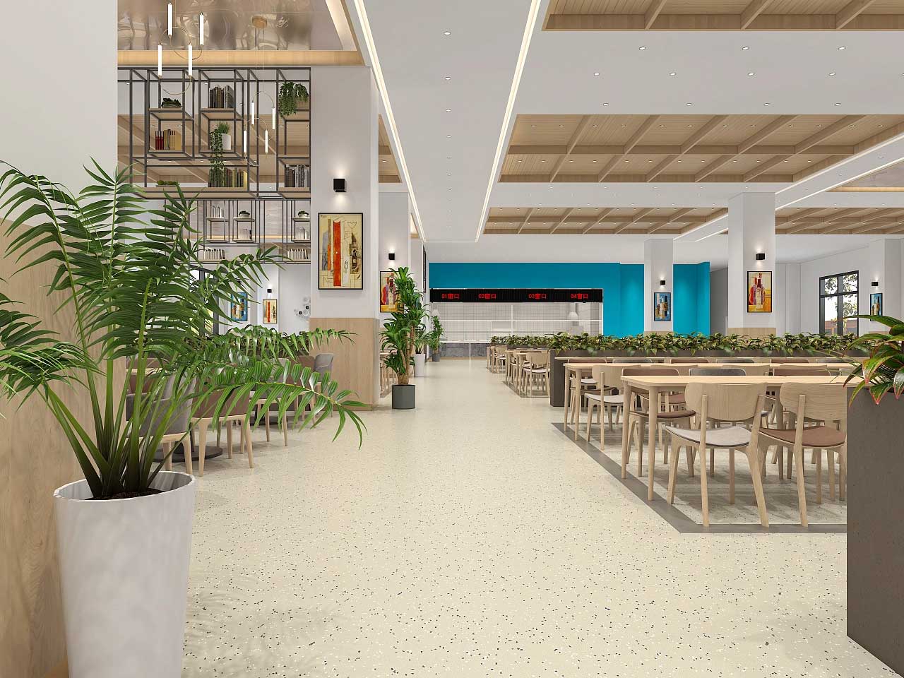 鄭州學(xué)校食堂設(shè)計-學(xué)校食堂裝修設(shè)計效果圖