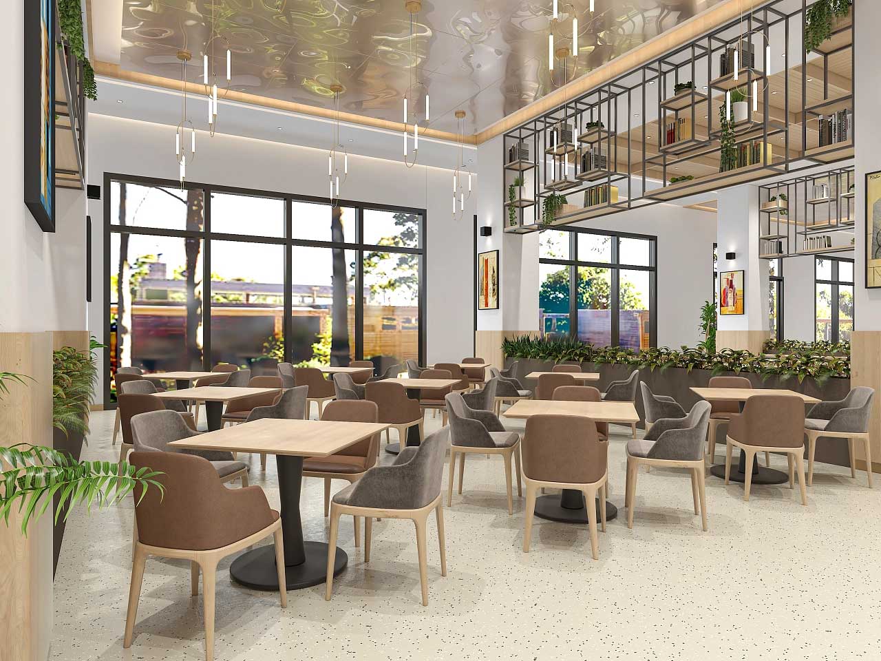 鄭州學(xué)校食堂設(shè)計-學(xué)校食堂裝修設(shè)計效果圖