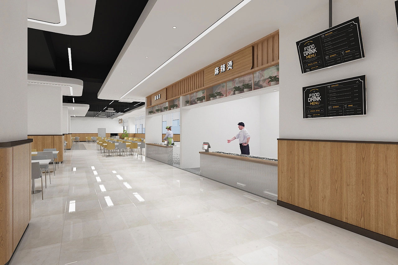 工廠員工食堂設計-廠區食堂裝修設計效果圖