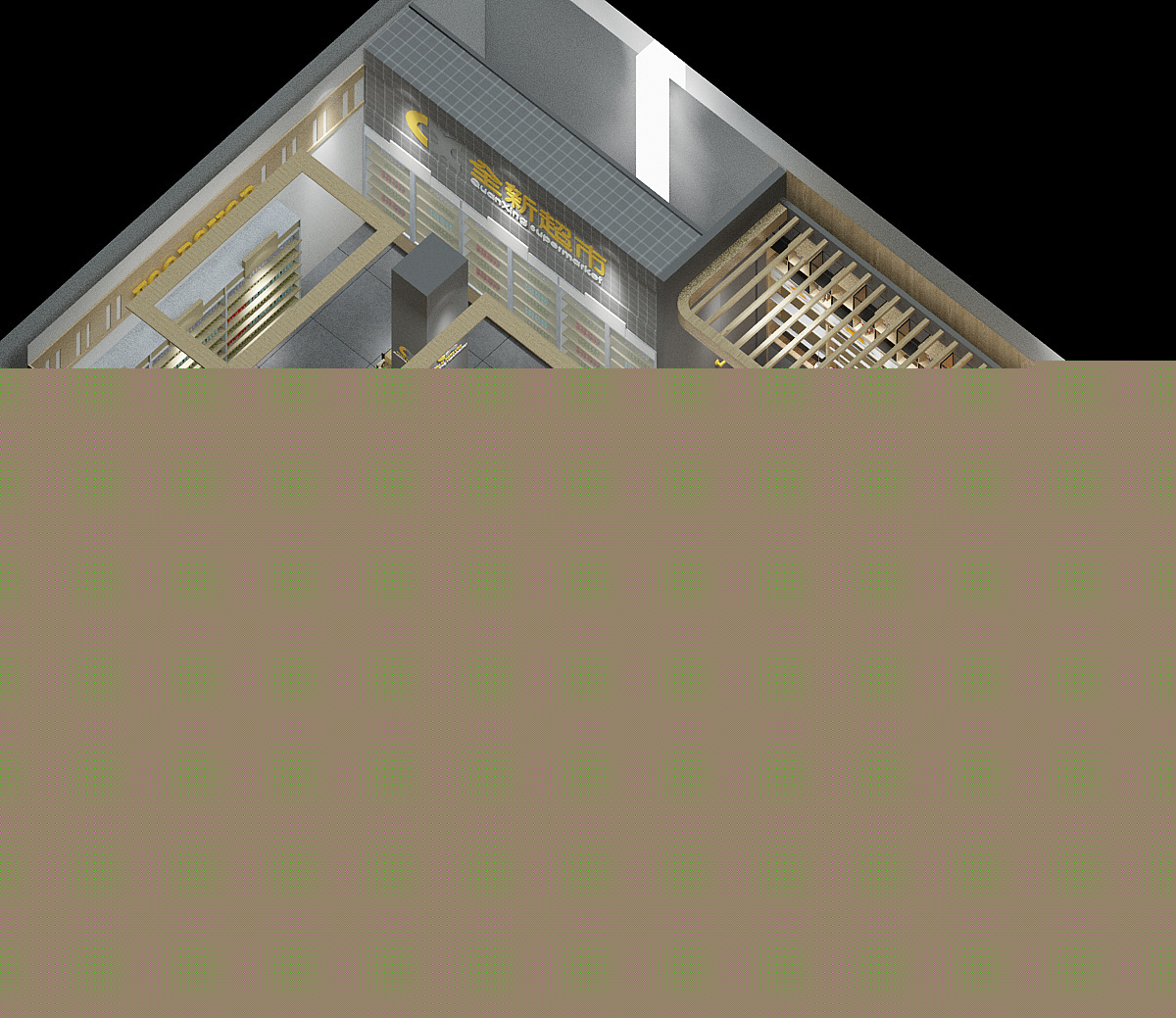 65平米臨街門面超市裝修效果圖