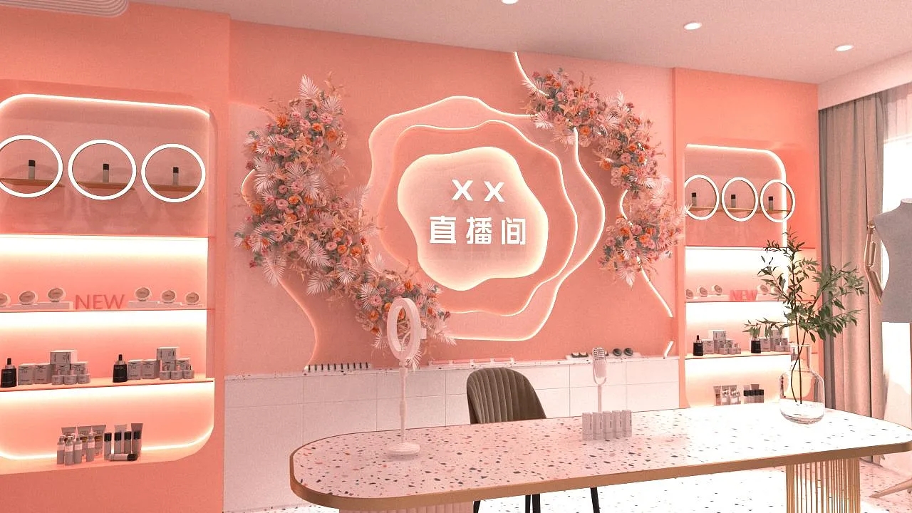 直播間背景墻設計搭建，直播間背景墻裝修效果圖