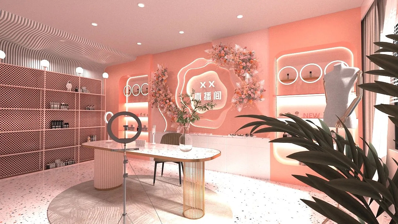 直播間背景墻設計搭建，直播間背景墻裝修效果圖