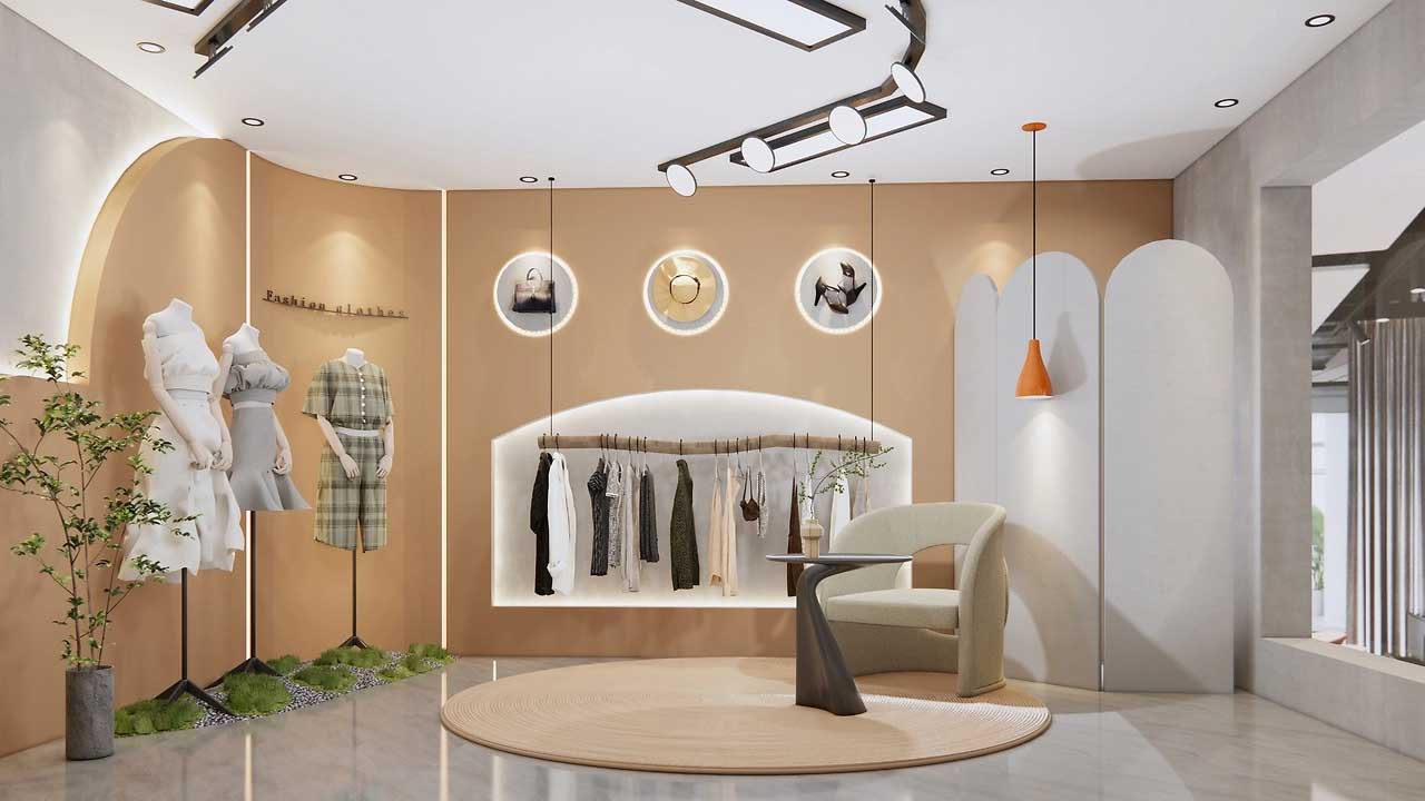 45平米服裝賣(mài)場(chǎng)直播間設(shè)計(jì)效果圖