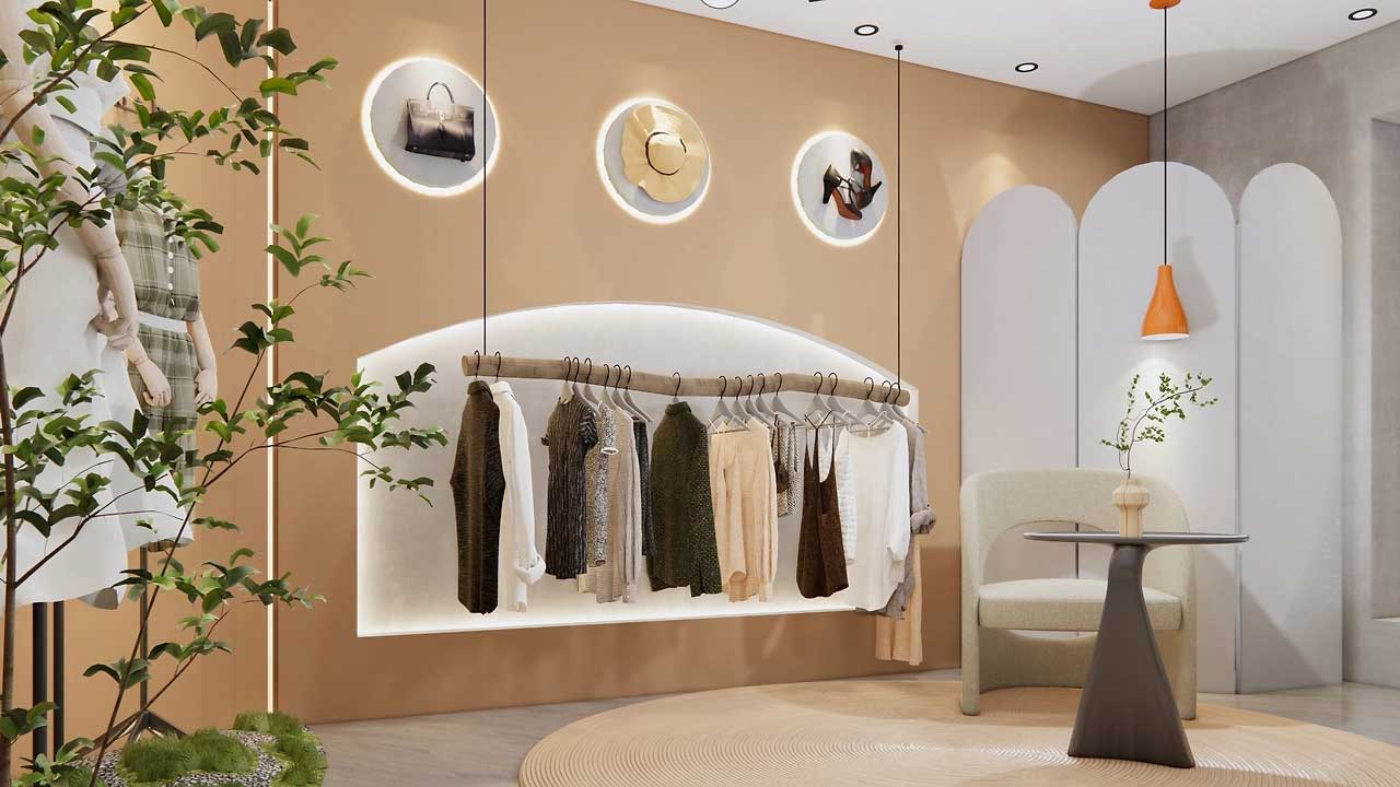 45平米服裝賣(mài)場(chǎng)直播間設(shè)計(jì)效果圖