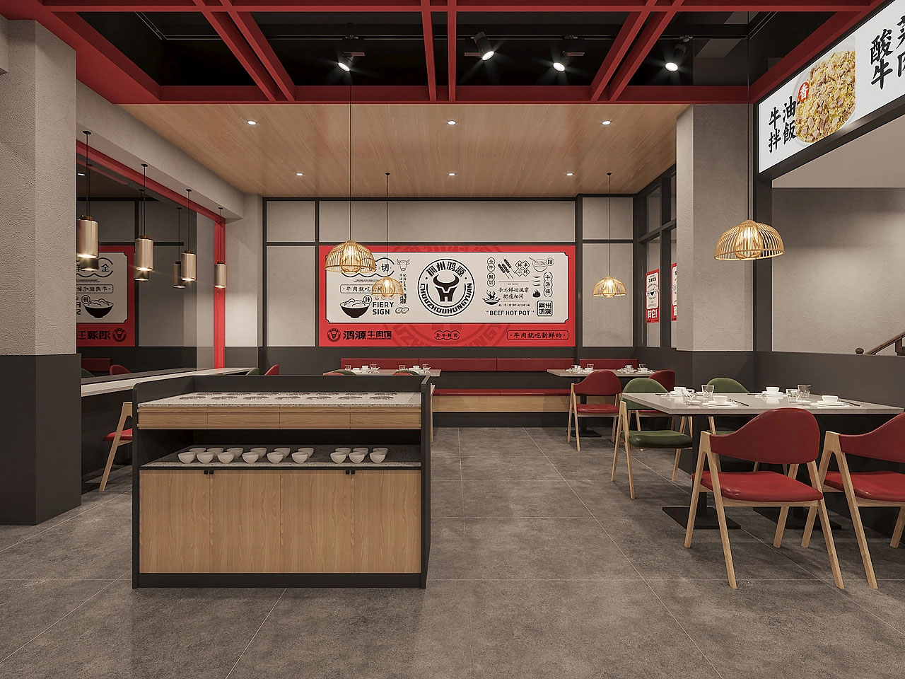 185平米牛肉館店面設(shè)計(jì)效果圖