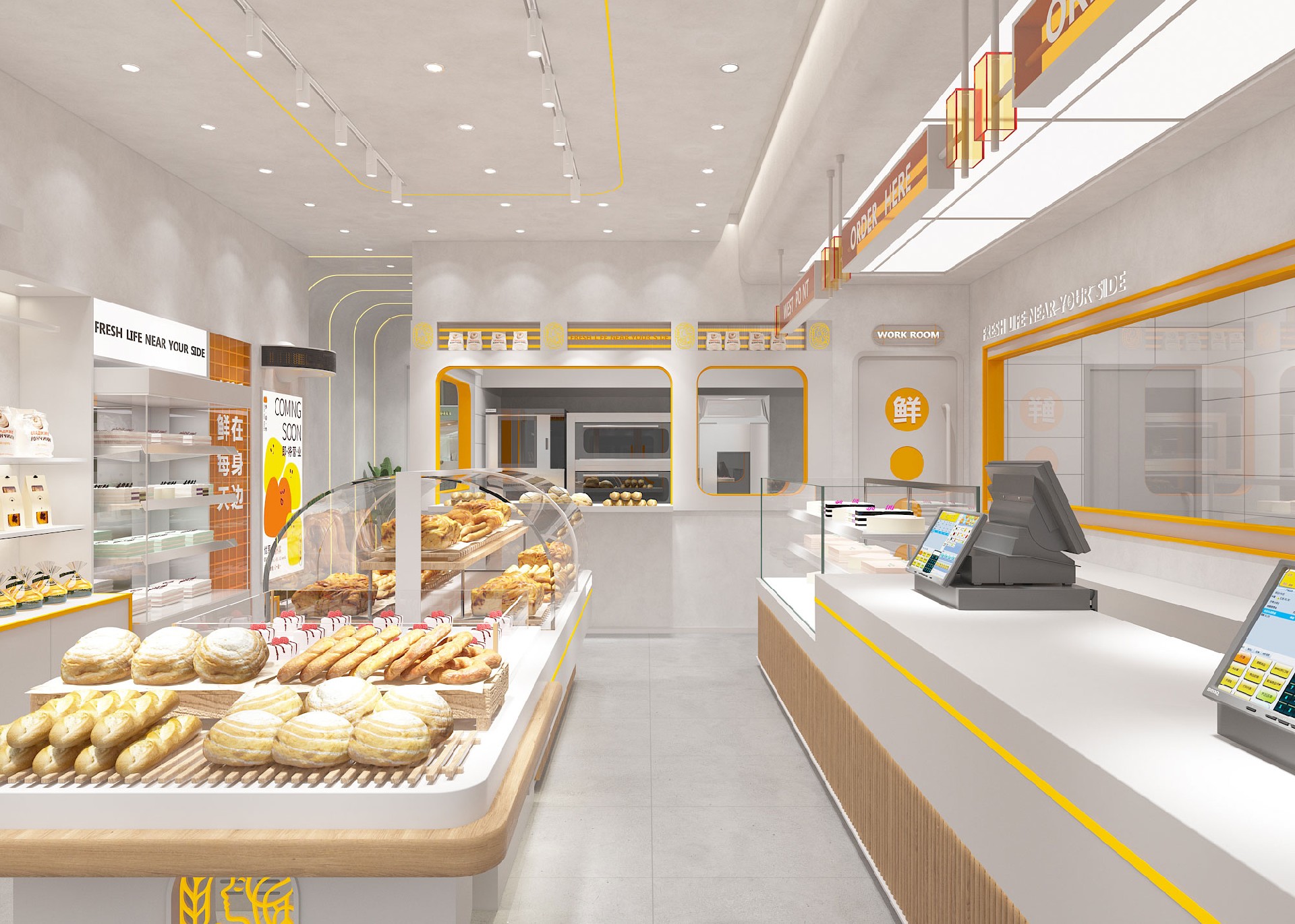 60平米鄭州烘焙店設計效果圖