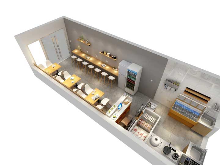 55平米快餐店裝修設計效果圖