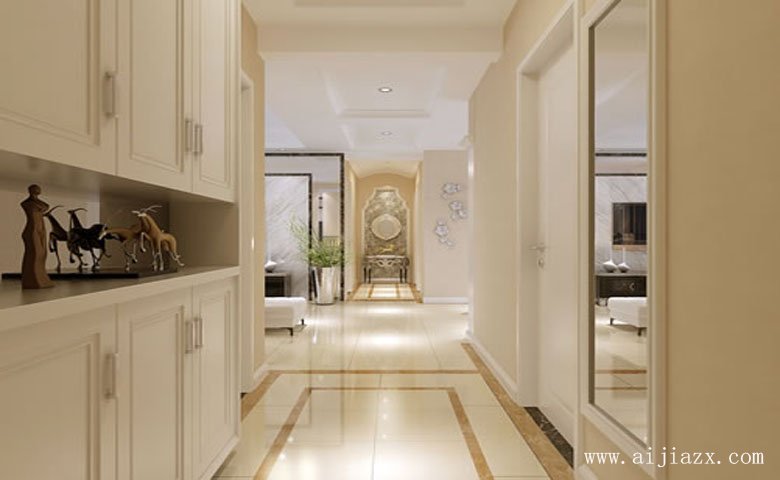 純美干凈的現(xiàn)代簡約風格大戶型玄關裝修效果圖