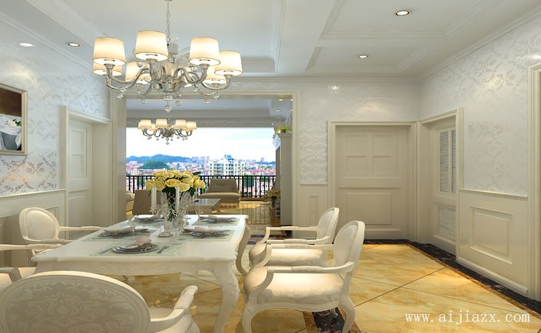 舒適的奢華簡歐風格餐廳裝修效果圖